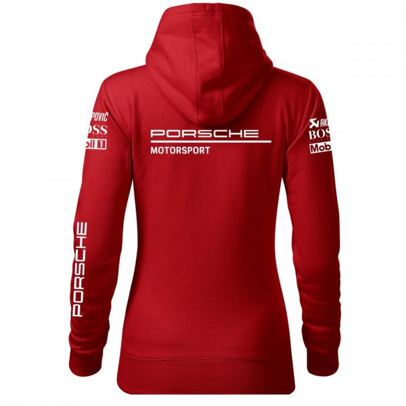 Automobilová Dámská Mikina Porsche - Červená - Velikost: M