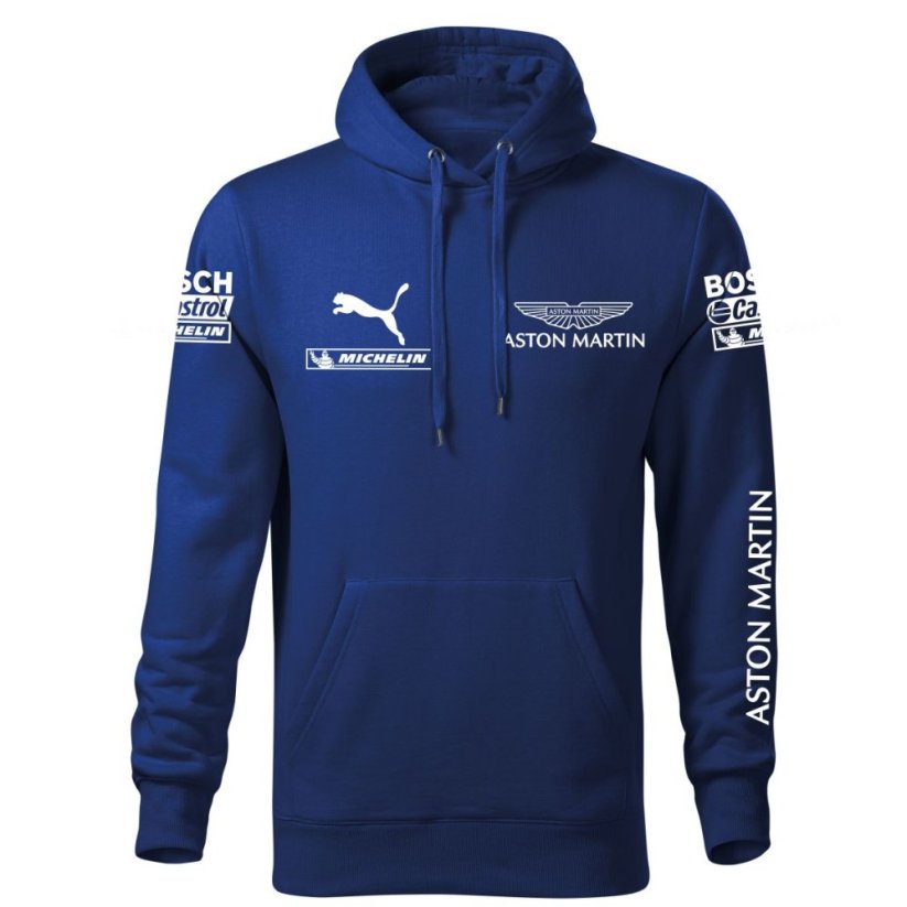Autóipari Férfi Kapucnis Aston Martin - Kék - Méret: XL