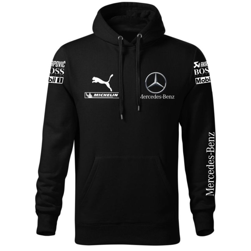 Autóipari Férfi Kapucnis Mercedes Benz - Fekete - Méret: 5XL