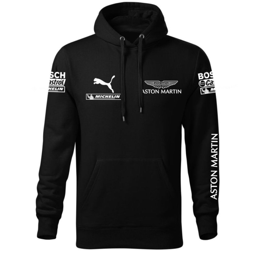 Autóipari Férfi Kapucnis Aston Martin - Fekete - Méret: 3XL