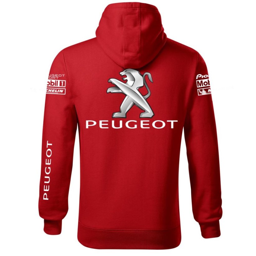 Autóipari Férfi Kapucnis Peugeot - Piros - Méret: M