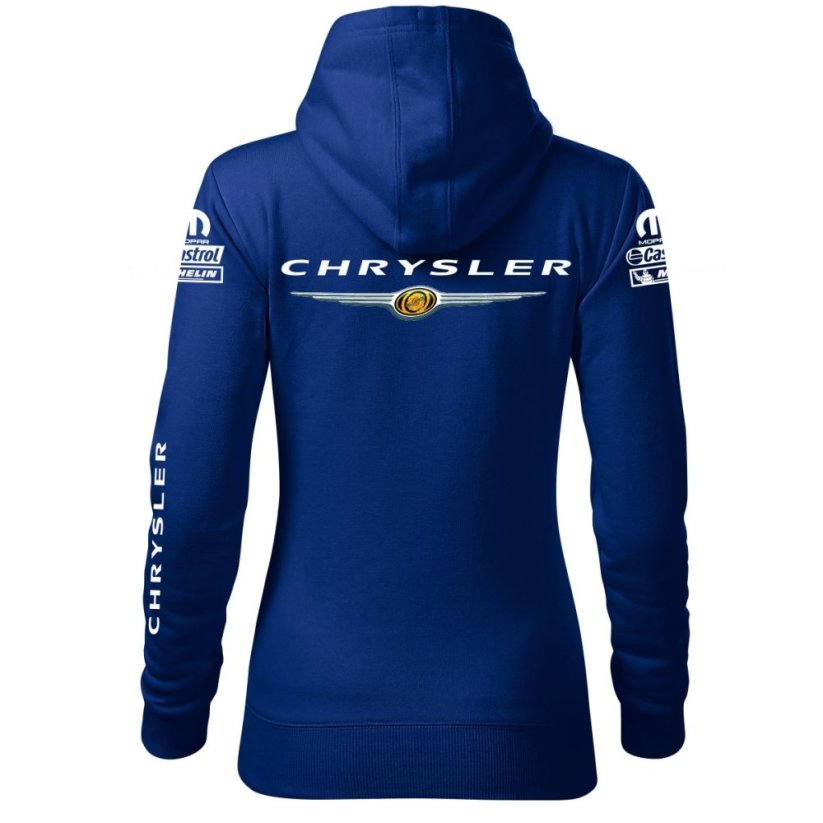 Automobilová Dámská Mikina Chrysler - Modrá - Velikost: 2XL