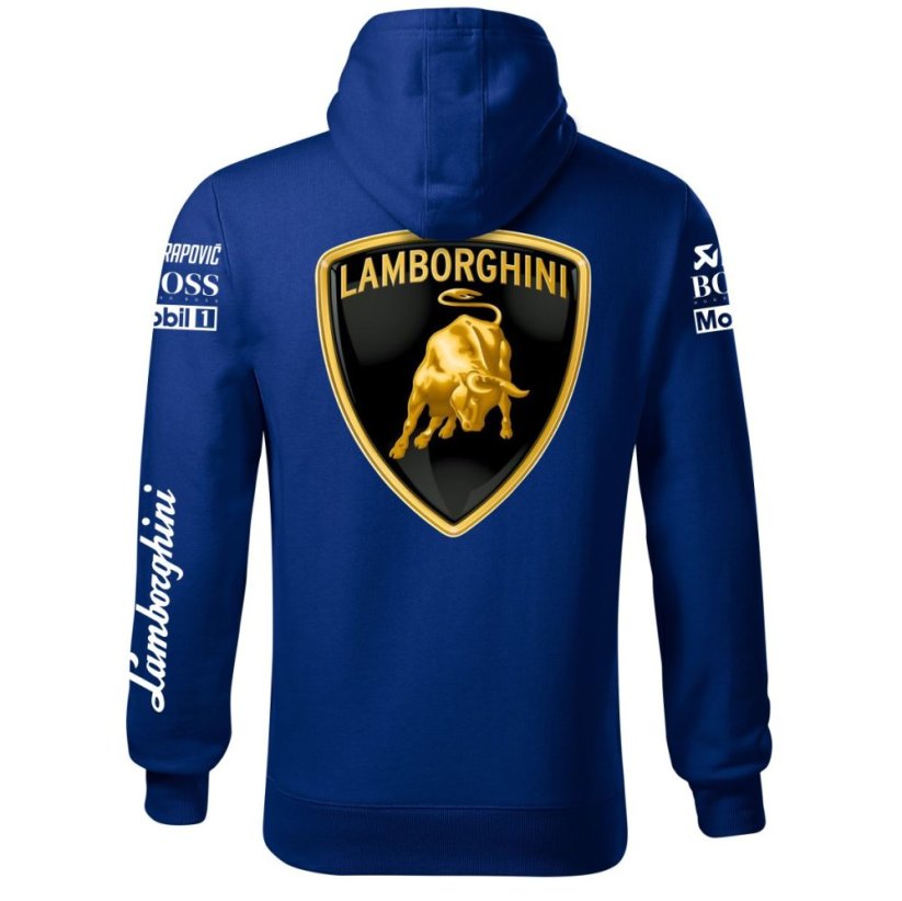 Autóipari Férfi Kapucnis Lamborghini - Kék - Méret: S