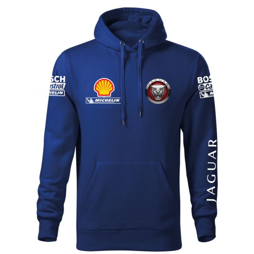 Autóipari Férfi Kapucnis Jaguar 2 - Kék - Méret: S