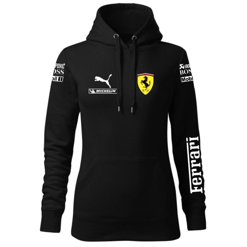 Automobilová Dámská Mikina Ferrari - Černá - Velikost: 2XL