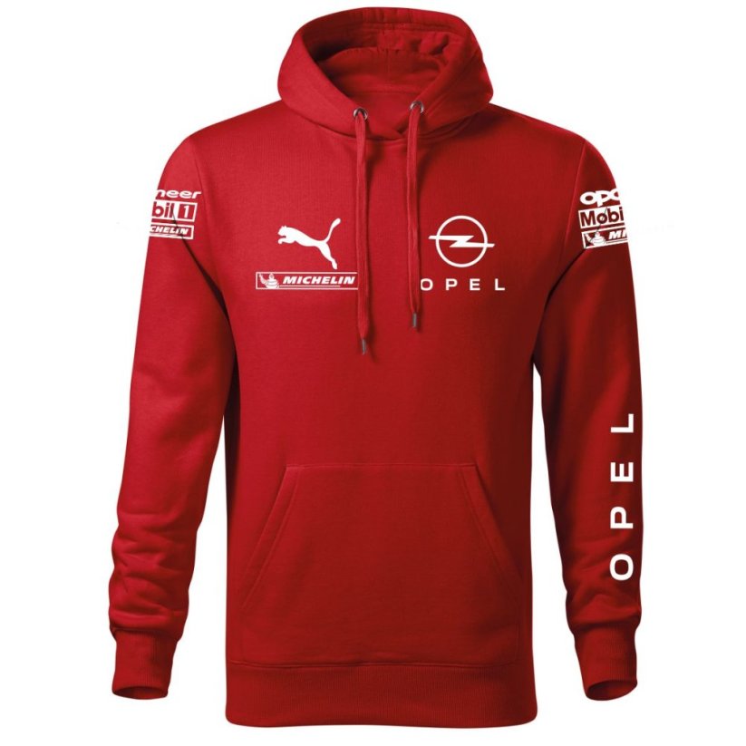 Autóipari Férfi Kapucnis Opel - Piros