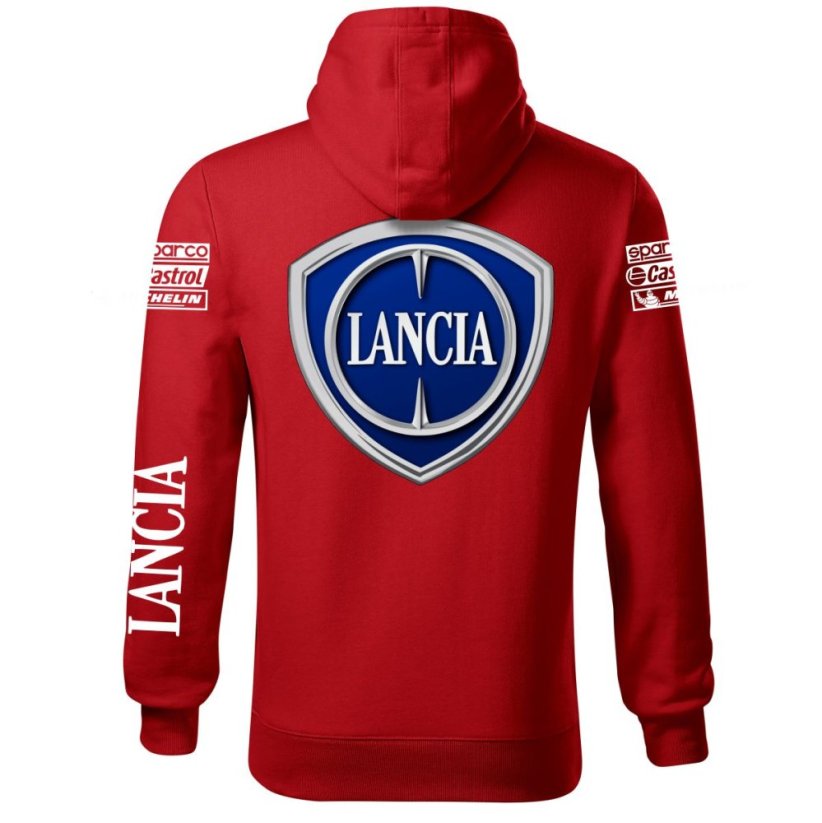 Autóipari Férfi Kapucnis Lancia - Piros - Méret: L