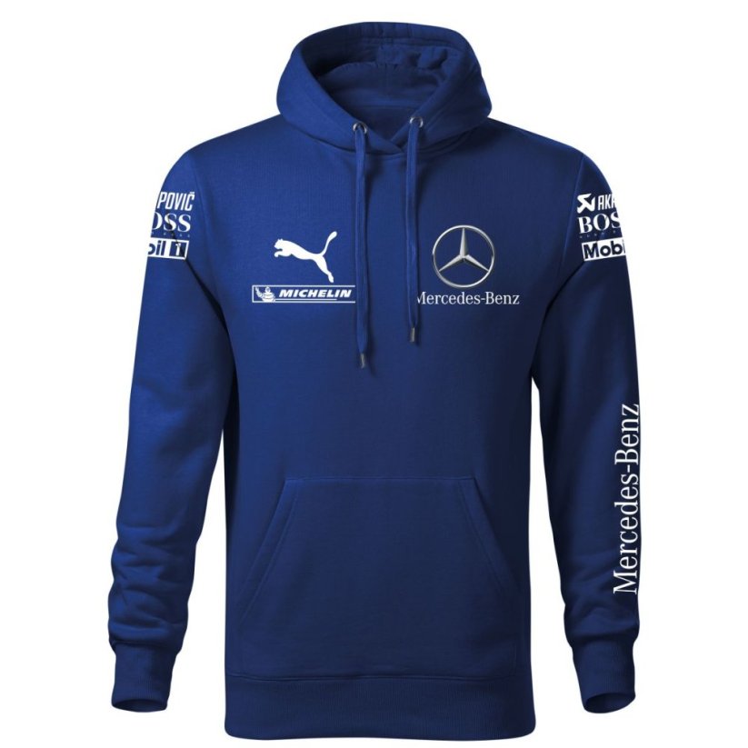 Autóipari Férfi Kapucnis Mercedes Benz - Kék - Méret: 4XL