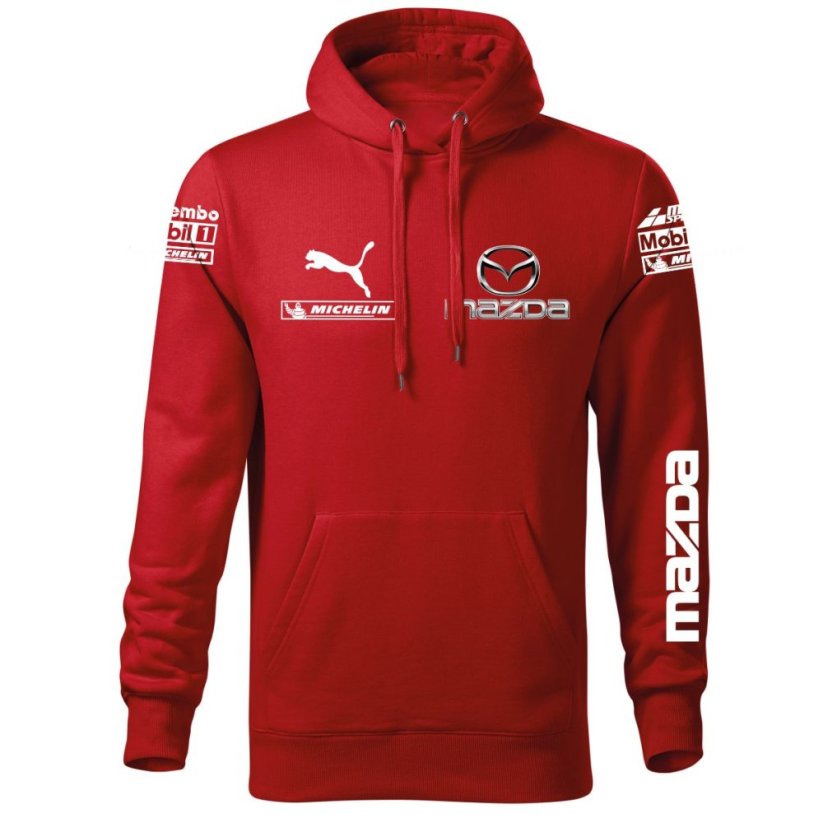 Autóipari Férfi Kapucnis Mazda - Piros - Méret: 3XL