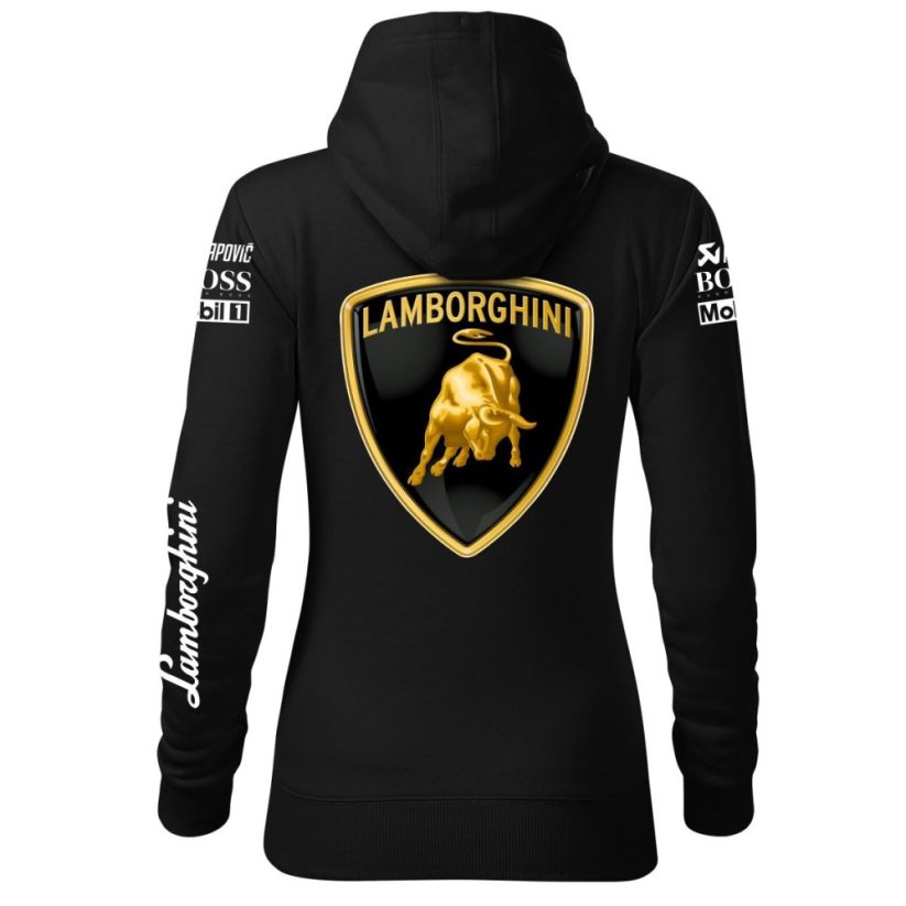 Automobilová Dámská Mikina Lamborghini - Černá - Velikost: S