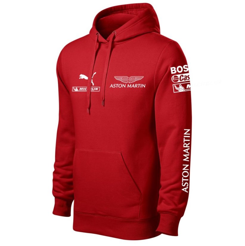 Autóipari Férfi Kapucnis Aston Martin - Piros - Méret: 4XL
