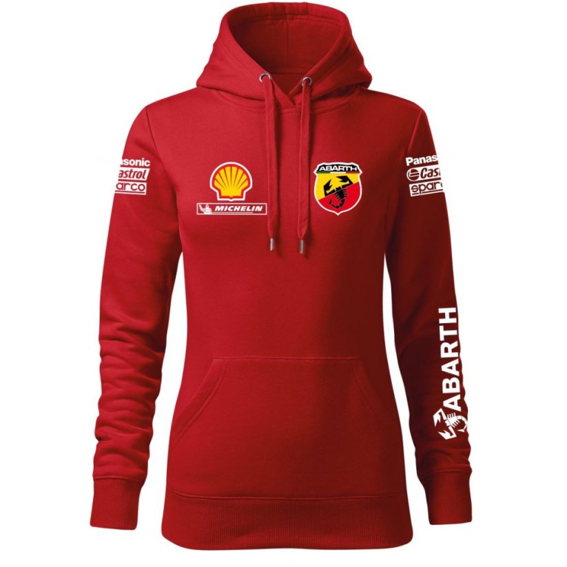 Automobilová Dámská Mikina Fiat Abarth - Červená - Velikost: XL