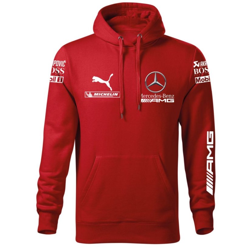 Autóipari Férfi Kapucnis Mercedes AMG - Piros - Méret: M