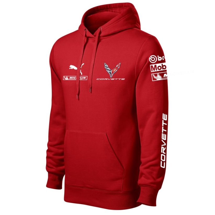 Autóipari Férfi Kapucnis Corvette - Piros - Méret: XL