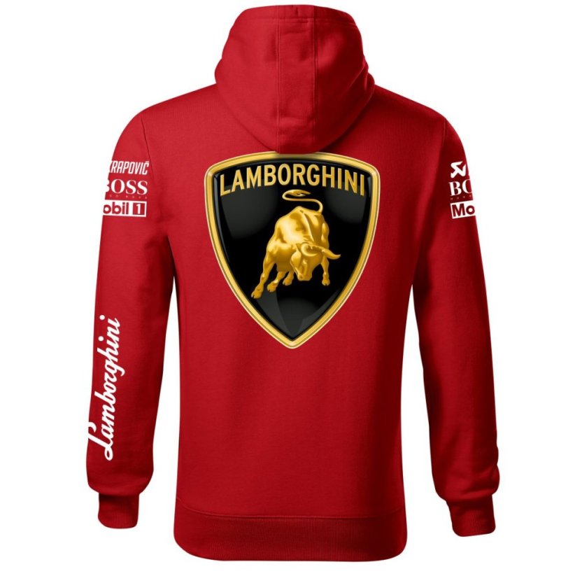 Autóipari Férfi Kapucnis Lamborghini - Piros - Méret: S