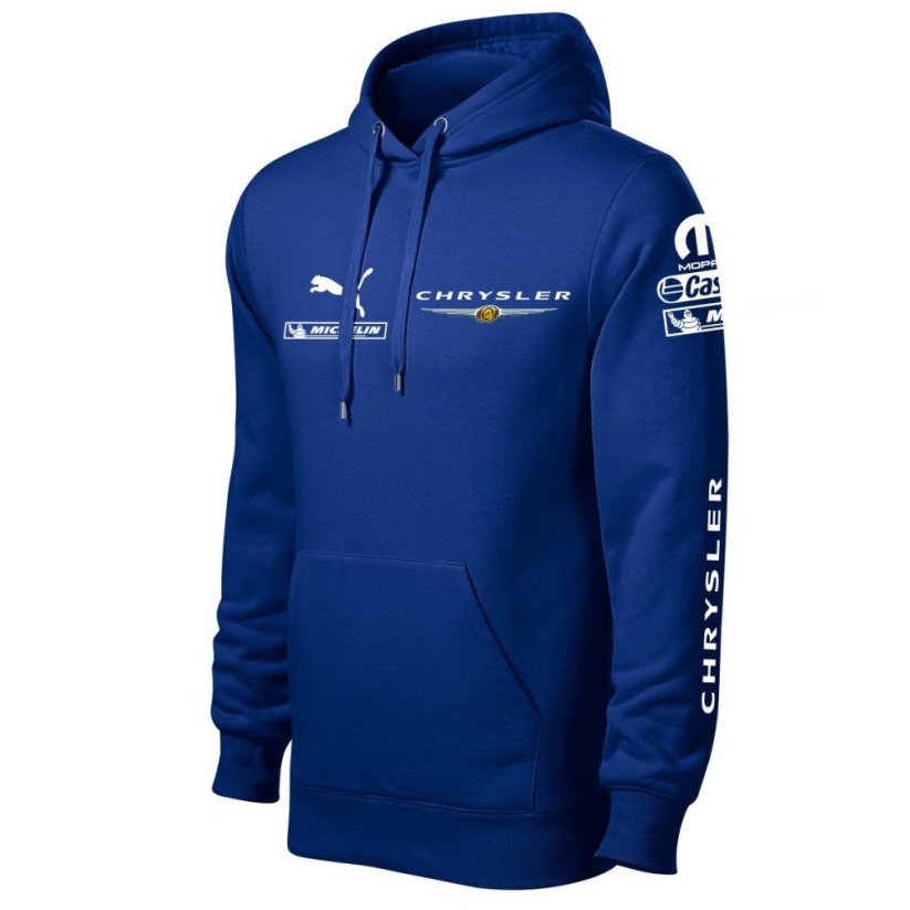 Autóipari Férfi Kapucnis Chrysler - Kék - Méret: S
