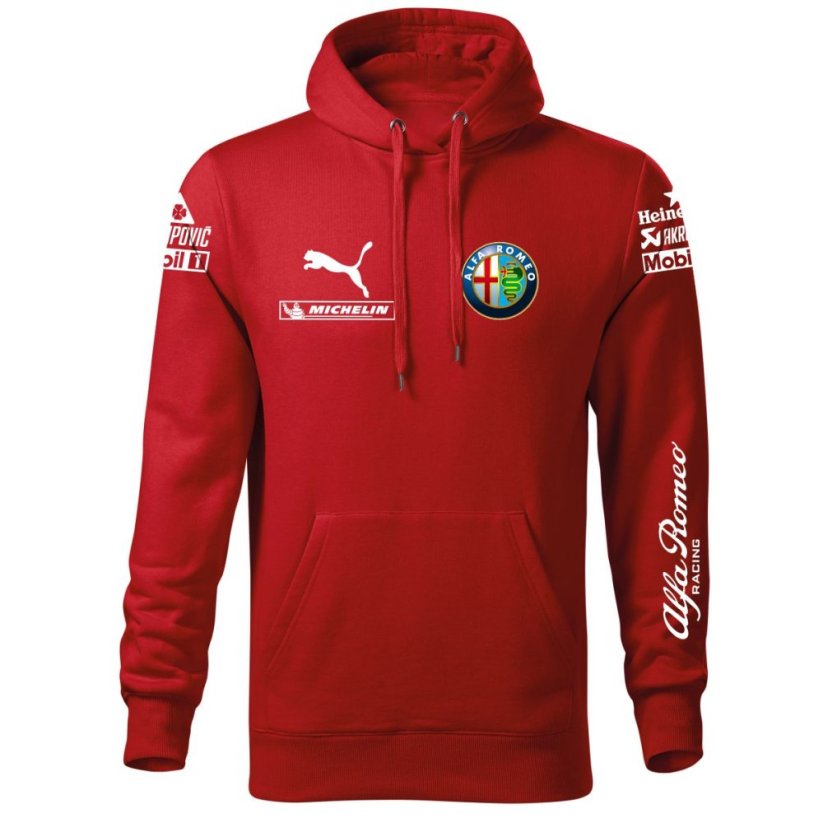 Autóipari Férfi Kapucnis Alfa Romeo - Piros - Méret: 2XL