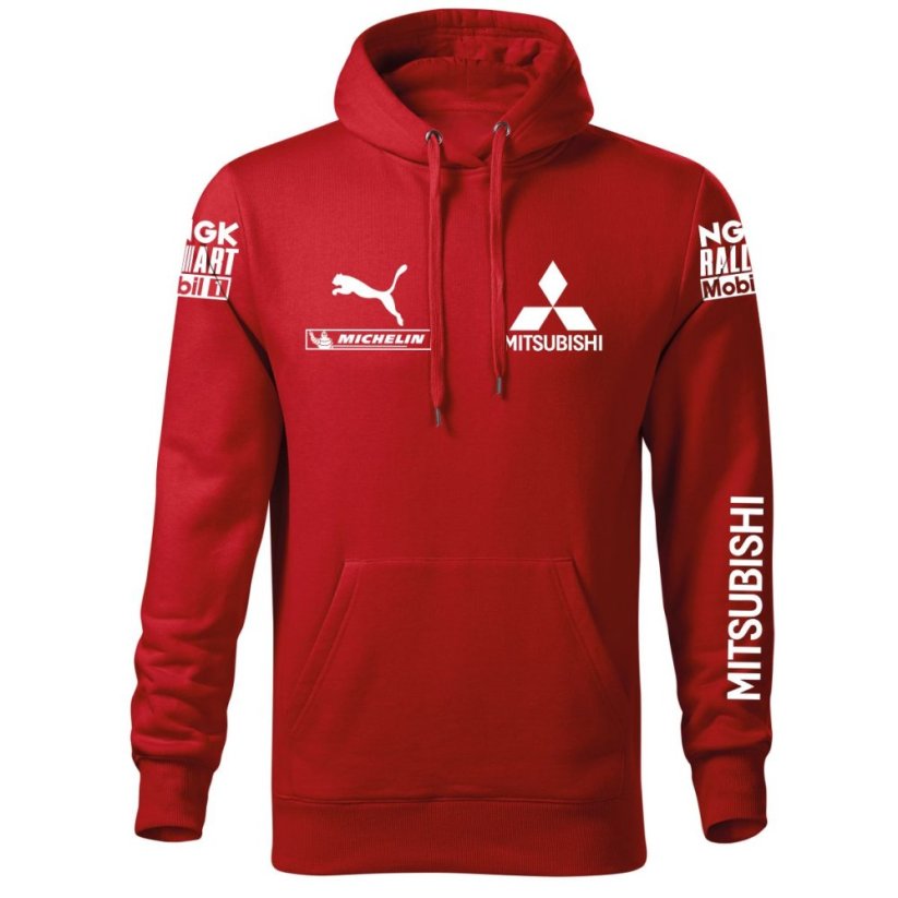 Autóipari Férfi Kapucnis Mitshubishi - Piros - Méret: 2XL