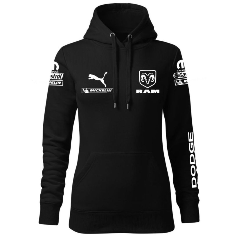 Automobilová Dámská Mikina Dodge Ram - Černá - Velikost: S