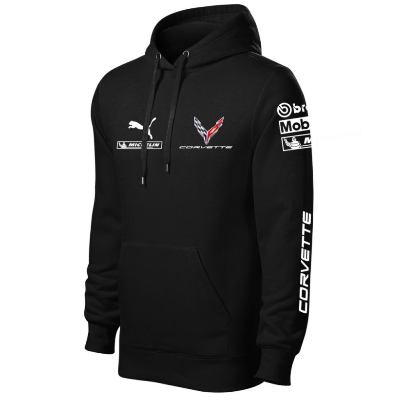 Autóipari Férfi Kapucnis Corvette - Fekete - Méret: 4XL