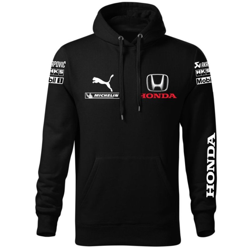 Autóipari Férfi Kapucnis Honda - Fekete - Méret: 5XL