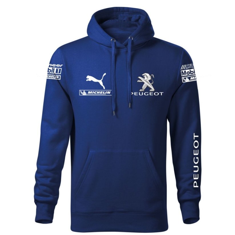 Autóipari Férfi Kapucnis Peugeot - Kék - Méret: XL