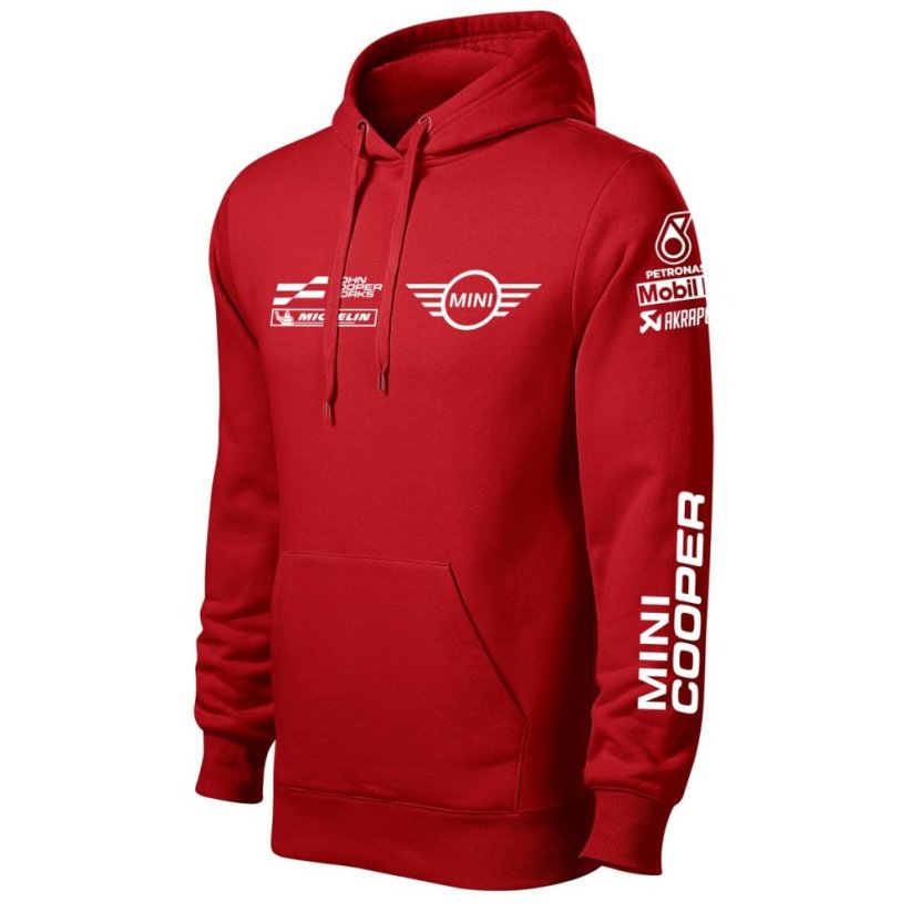 Autóipari Férfi Kapucnis Mini Cooper - Piros - Méret: 3XL