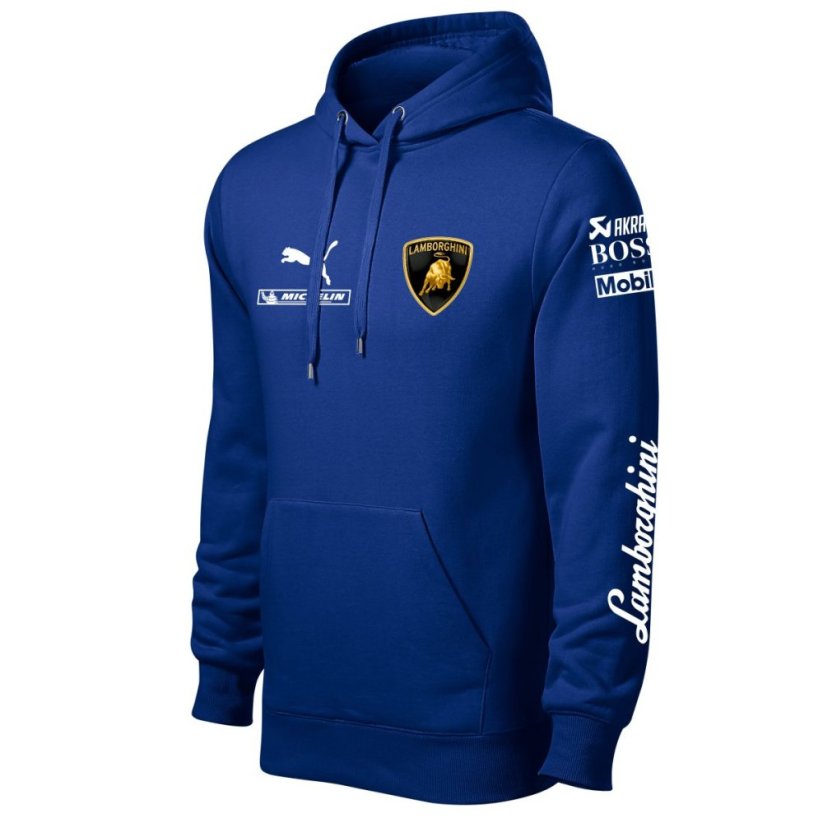 Autóipari Férfi Kapucnis Lamborghini - Kék - Méret: S