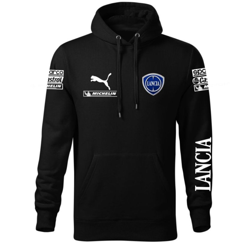Autóipari Férfi Kapucnis Lancia - Fekete - Méret: XL