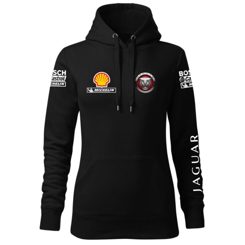 Automobilová Dámská Mikina Jaguar 2 - Černá - Velikost: S