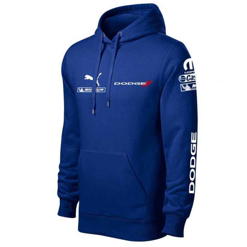 Autóipari Férfi Kapucnis Dodge - Kék - Méret: 4XL