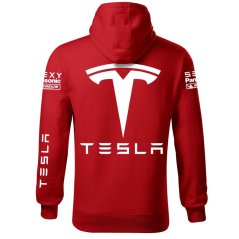 Autóipari Férfi Kapucnis Tesla - Piros