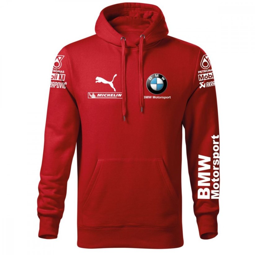 Autóipari Férfi Kapucnis BMW - Piros - Méret: 3XL