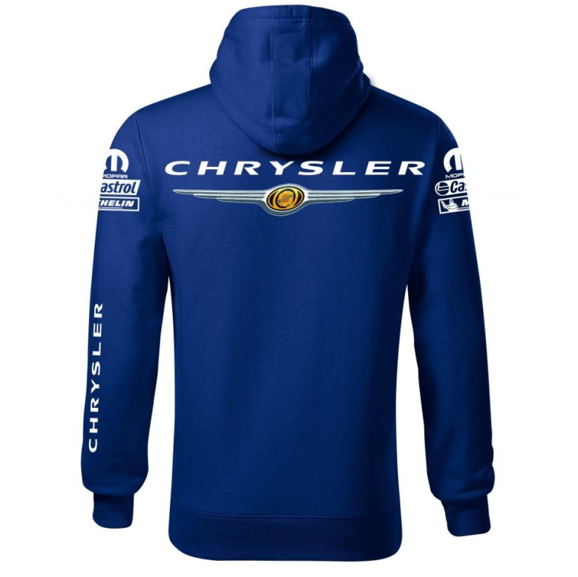 Autóipari Férfi Kapucnis Chrysler - Kék - Méret: S