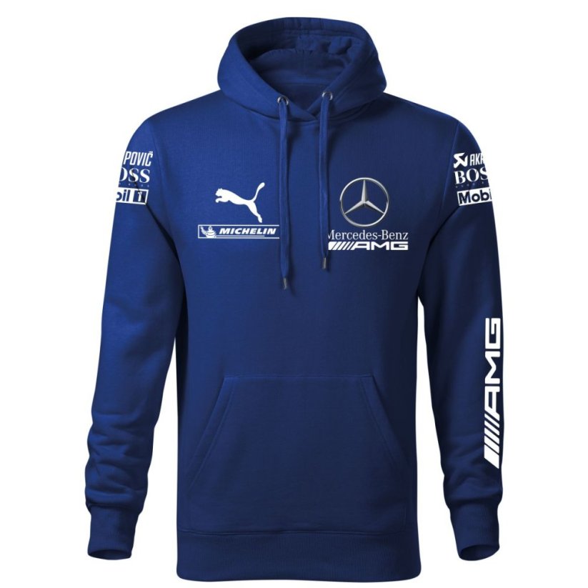 Autóipari Férfi Kapucnis Mercedes AMG - Kék - Méret: S