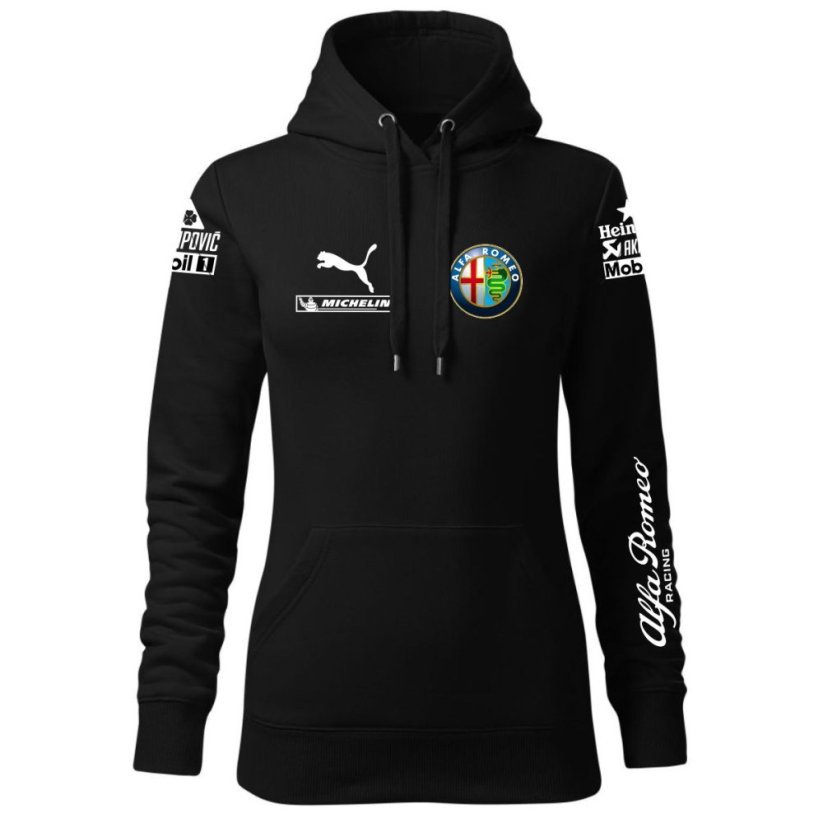 Automobilová Dámská Mikina Alfa Romeo - Černá - Velikost: M