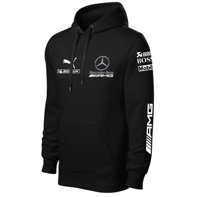 Autóipari Férfi Kapucnis Mercedes AMG - Fekete - Méret: 4XL