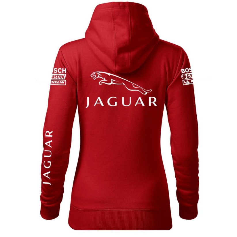 Automobilová Dámská Mikina Jaguar - Červená - Velikost: M