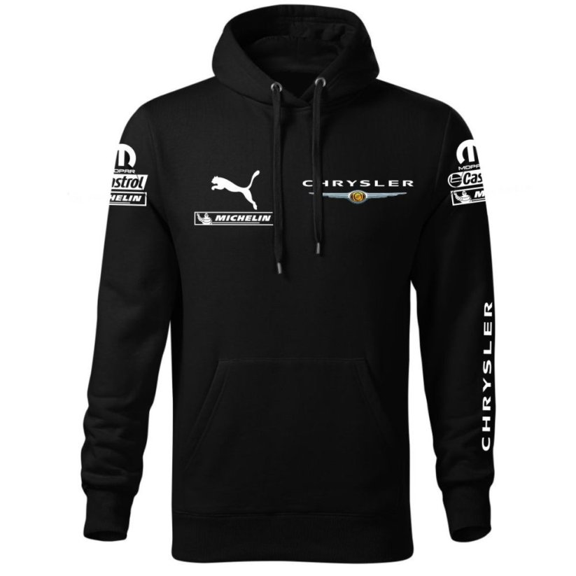 Autóipari Férfi Kapucnis Chrysler - Fekete - Méret: XL