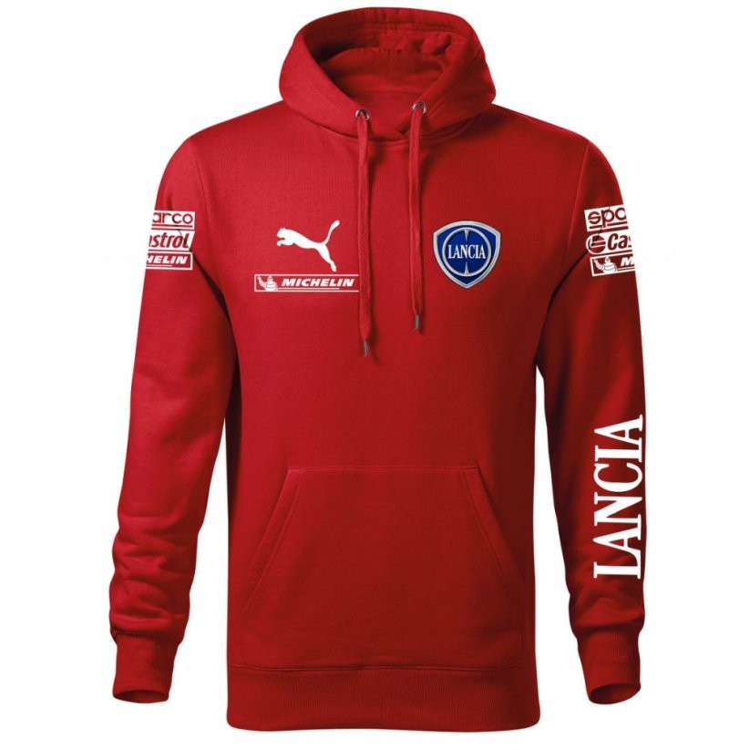 Autóipari Férfi Kapucnis Lancia - Piros - Méret: L