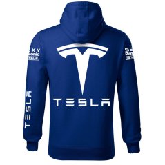 Autóipari Férfi Kapucnis Tesla - Kék