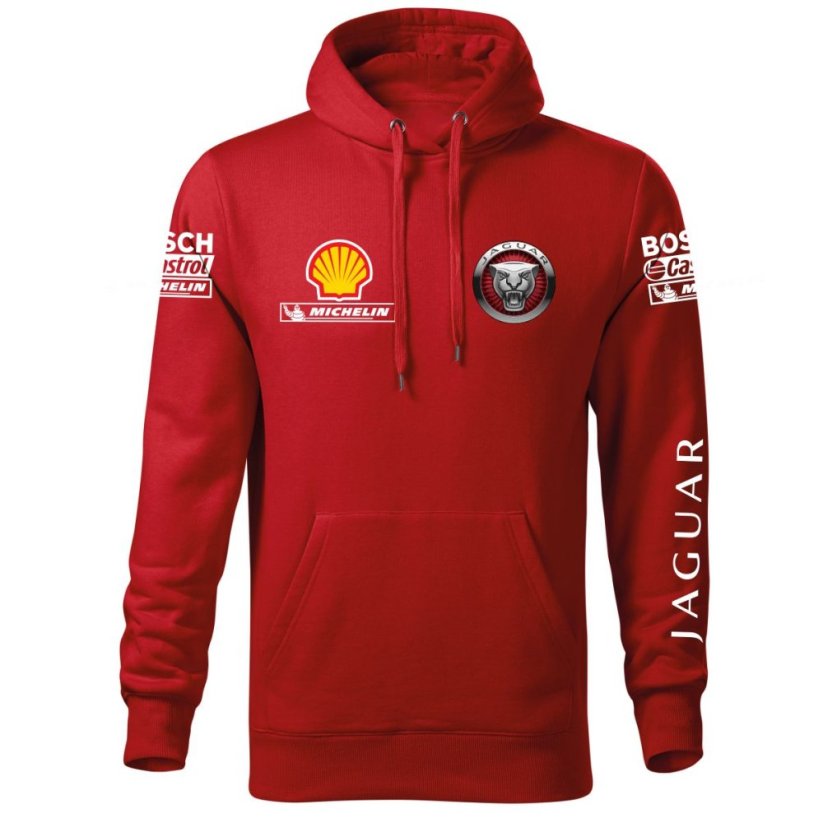 Autóipari Férfi Kapucnis Jaguar 2 - Piros - Méret: 4XL