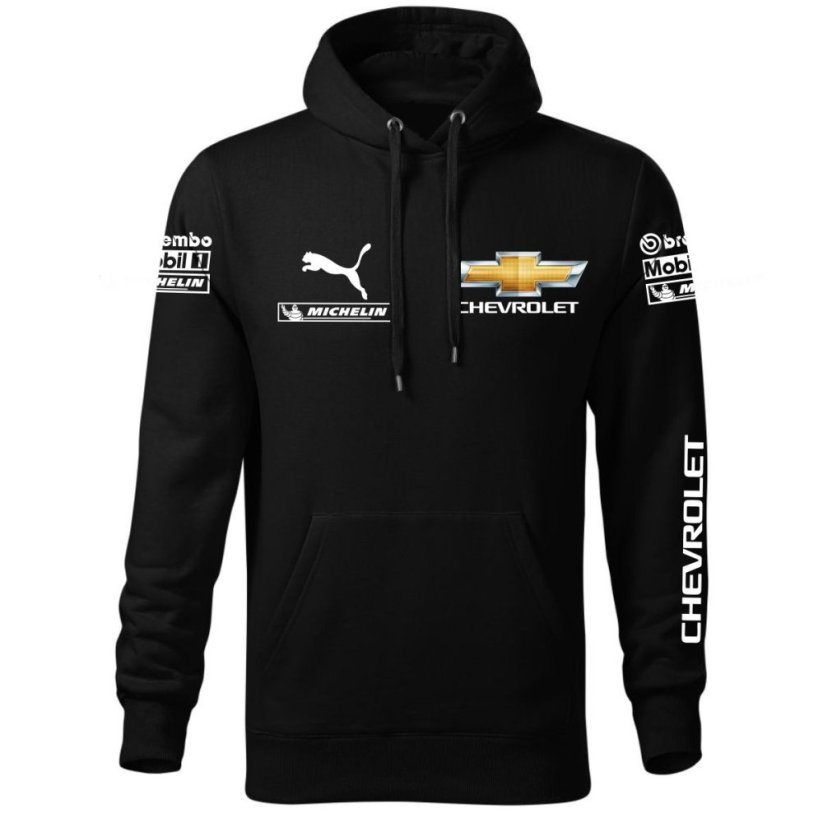 Autóipari Férfi Kapucnis Chevrolet - Fekete - Méret: XL