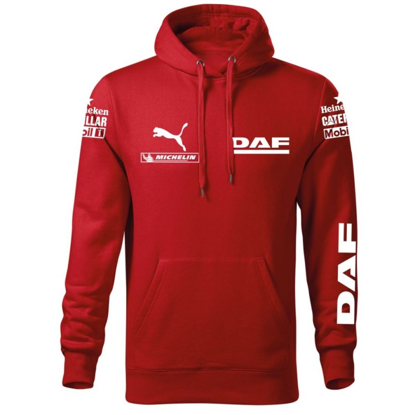 Autóipari Férfi Kapucnis DAF - Piros - Méret: M