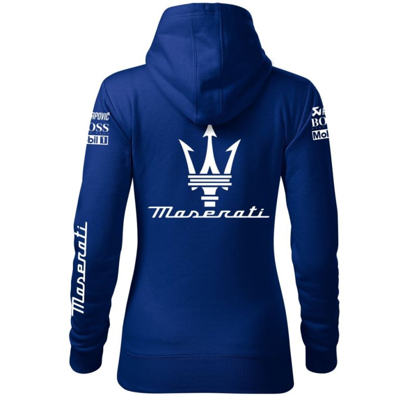 Automobilová Dámská Mikina Maserati - Modrá - Velikost: M