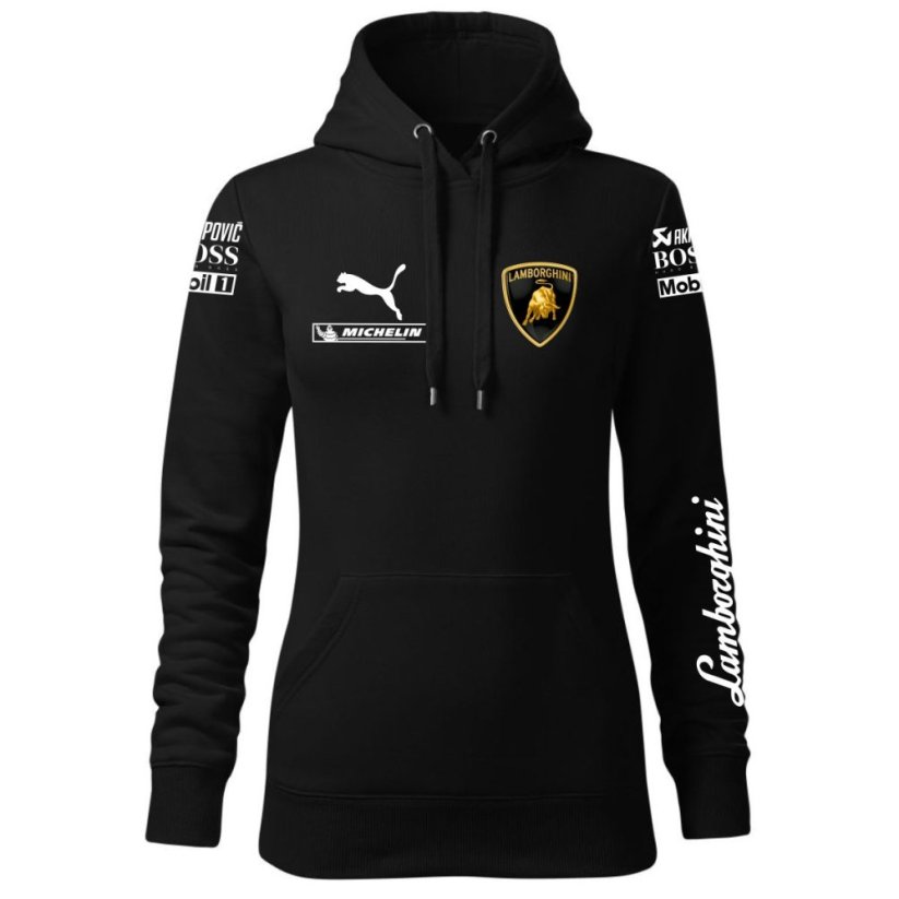 Automobilová Dámská Mikina Lamborghini - Černá - Velikost: S
