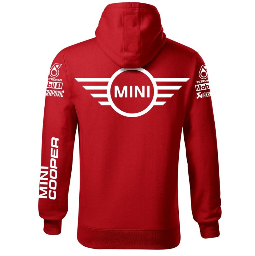 Autóipari Férfi Kapucnis Mini Cooper - Piros - Méret: 3XL