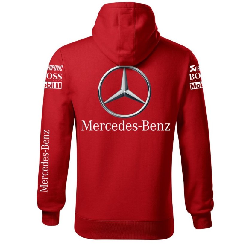 Autóipari Férfi Kapucnis Mercedes Benz - Piros - Méret: 3XL
