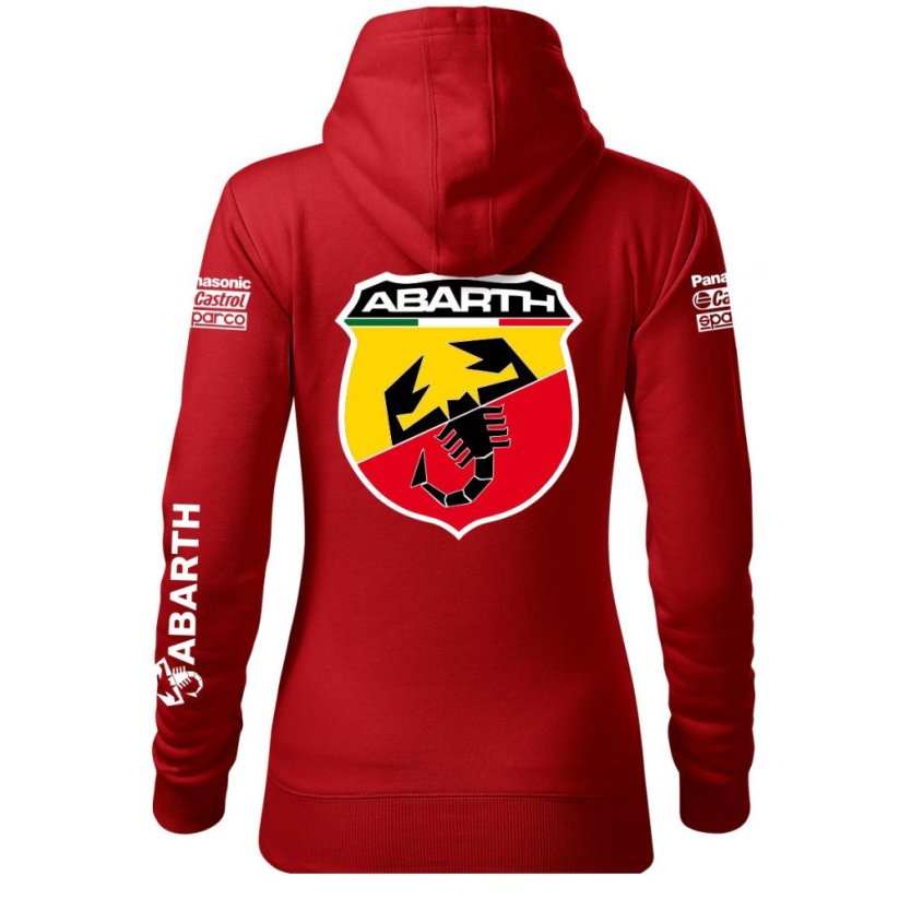 Automobilová Dámská Mikina Fiat Abarth - Červená - Velikost: XL