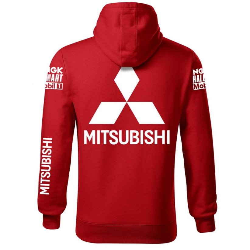 Autóipari Férfi Kapucnis Mitshubishi - Piros - Méret: 2XL